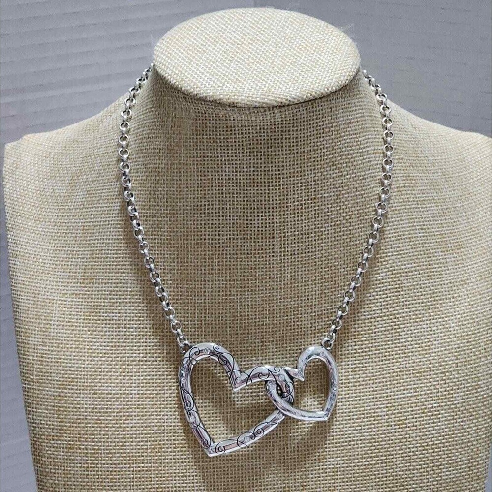 Brighton Silver Interlocking Hearts Necklace Scro… - image 4